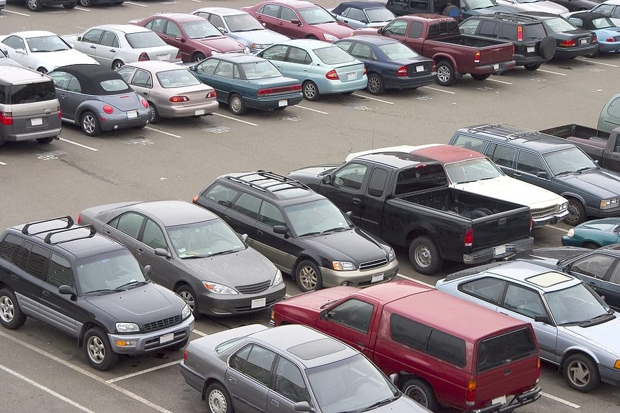 Parking Lot with hazards where a slip and fall accident could occur and result in injuries