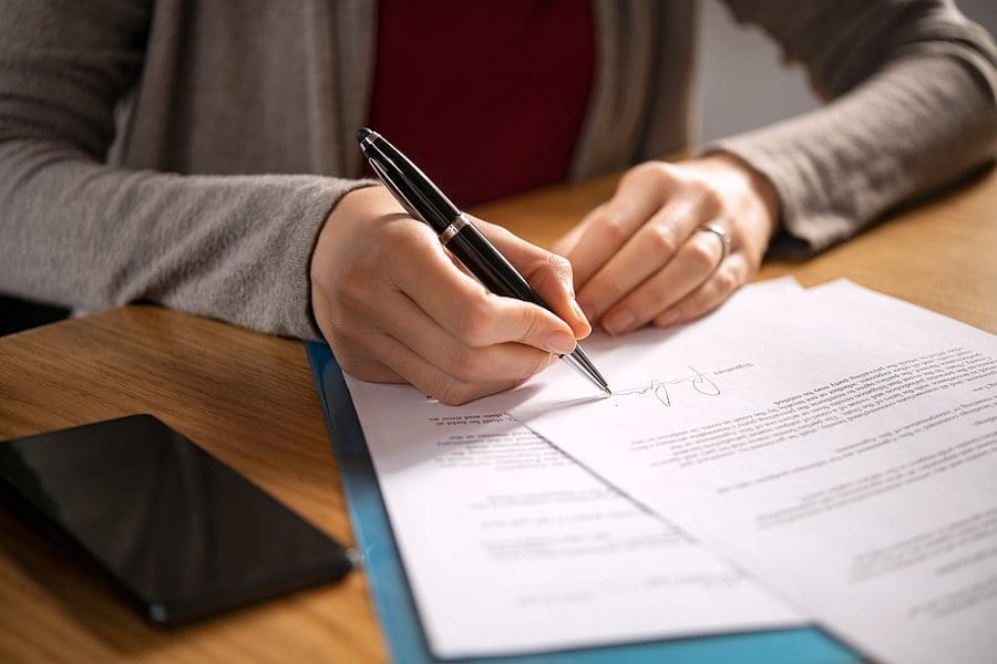 Signing contract